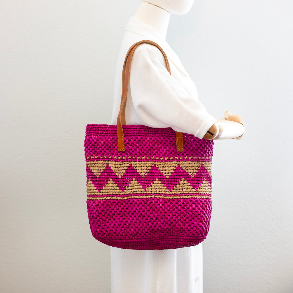The Vibrant Geometric Raffia Tote