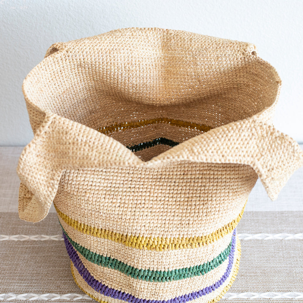 The Striped Accent Raffia Tote