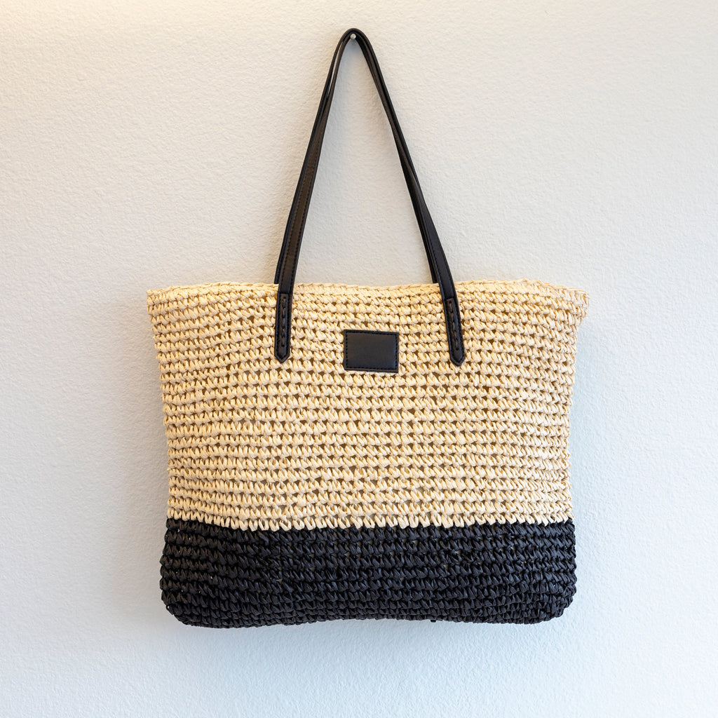 The Monochrome Two-Tone Raffia Tote