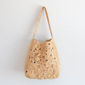 The Boho Patchwork Raffia Shoulder Bag