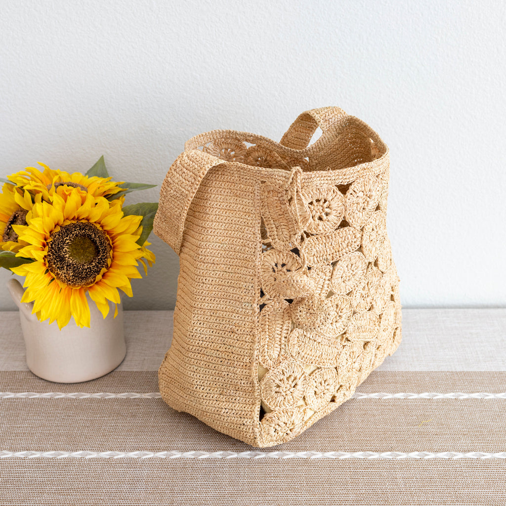 The Boho Patchwork Raffia Shoulder Bag