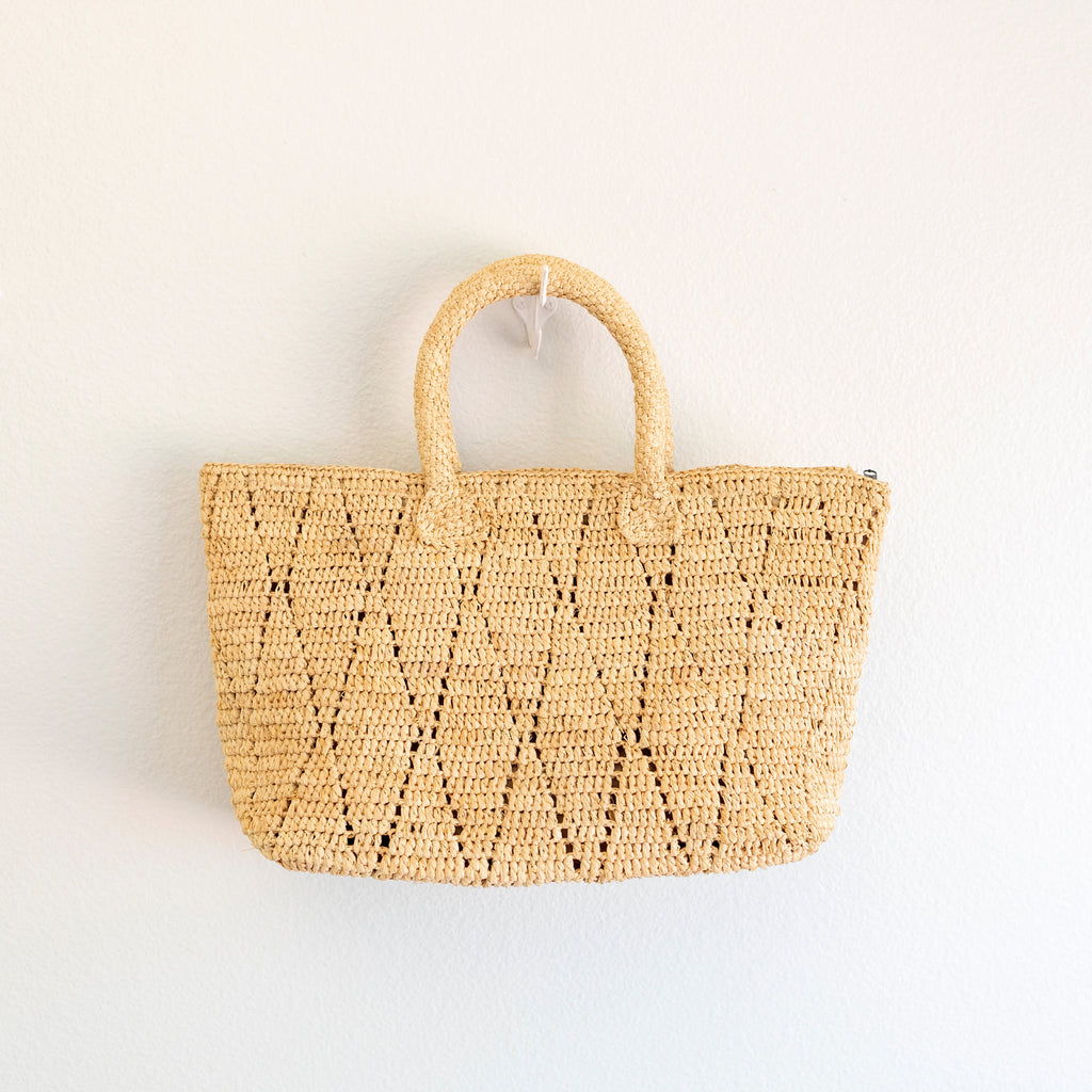 The Diamond Weave Raffia Beach Bag