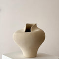 The Organic Flow Beige Ceramic Vase