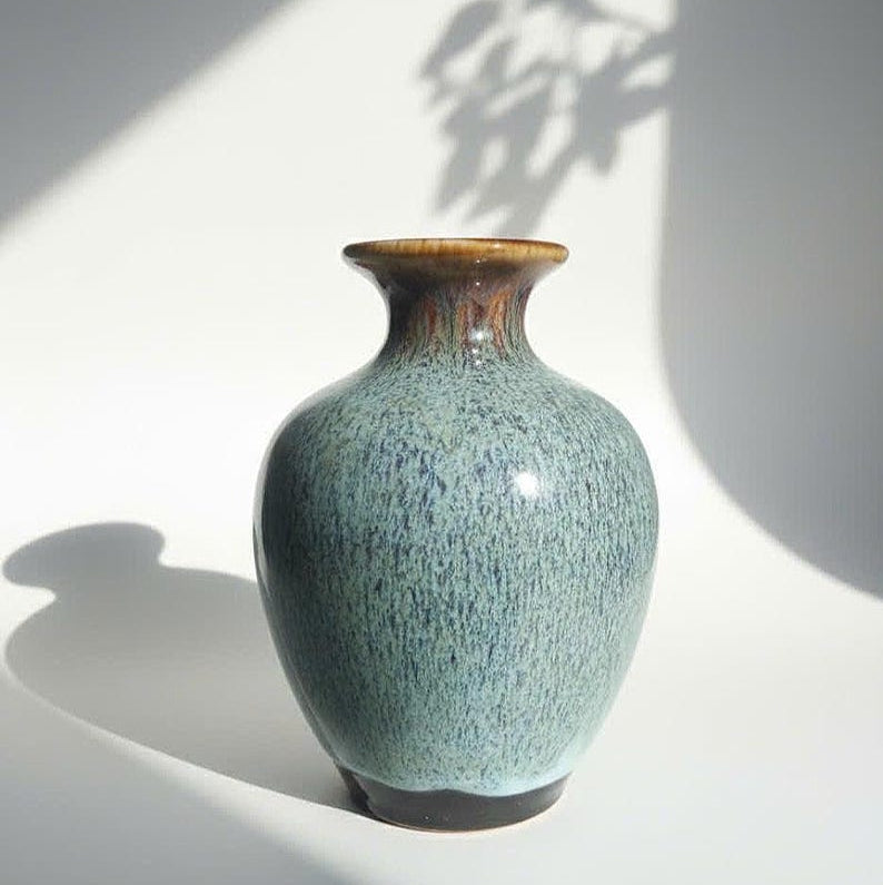 The Speckled Azure Flame Ceramic Vase
