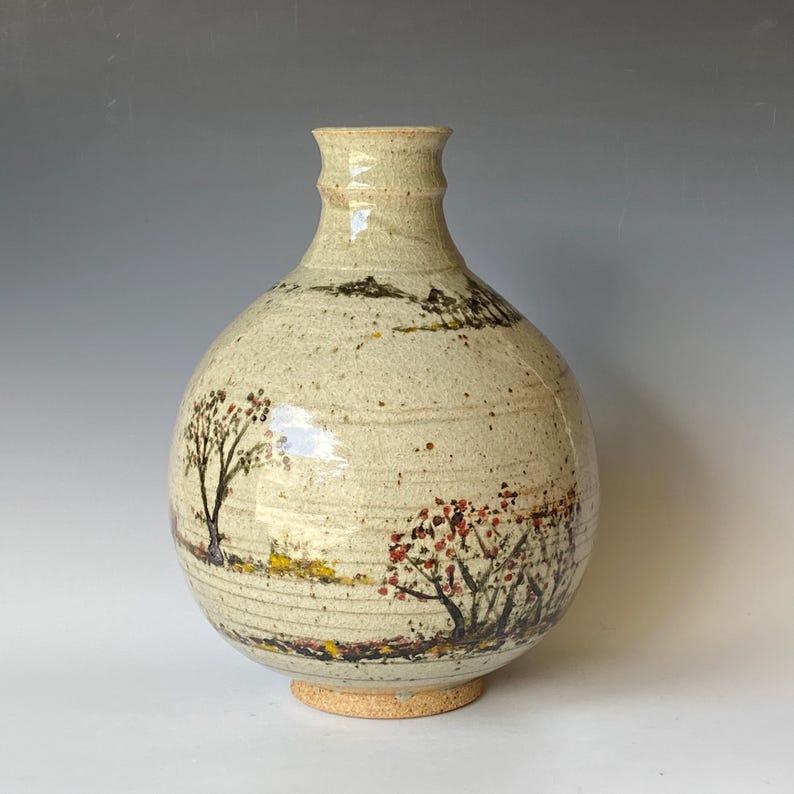 The Artisanal Hand-Painted Landscape Ceramic Vase