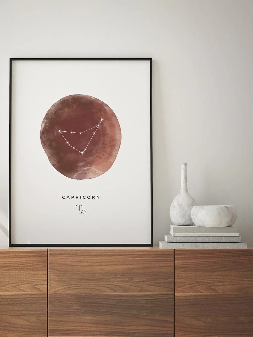 Capricorn - Capricorn Watercolor Constellation Poster