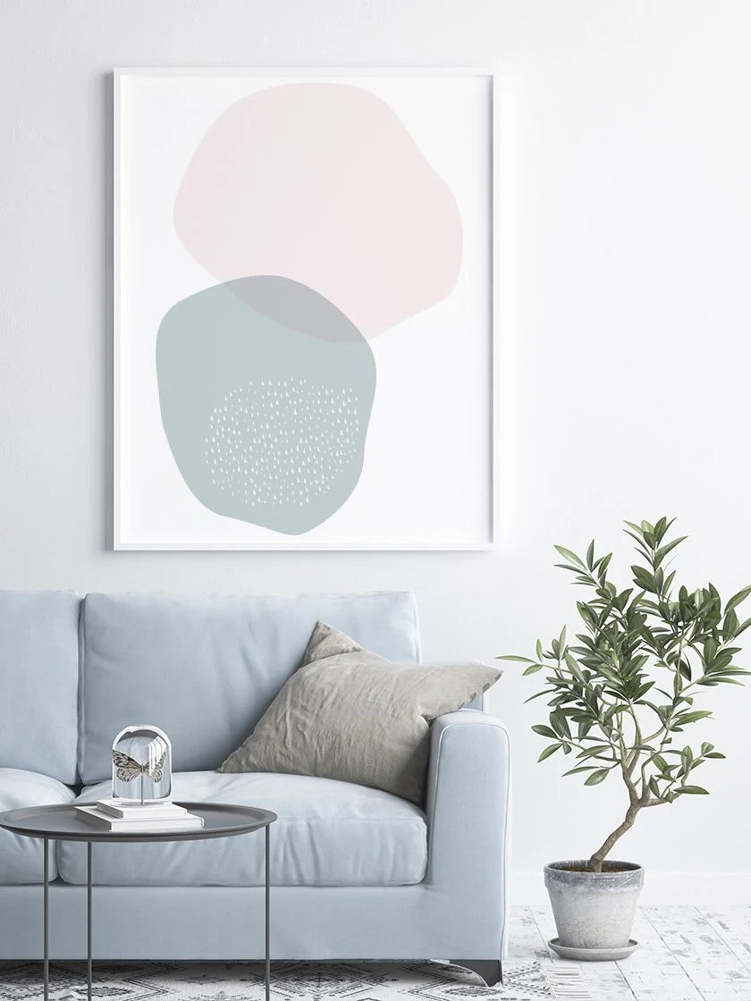 Blue and Pink Pastel Circle Shapes Poster