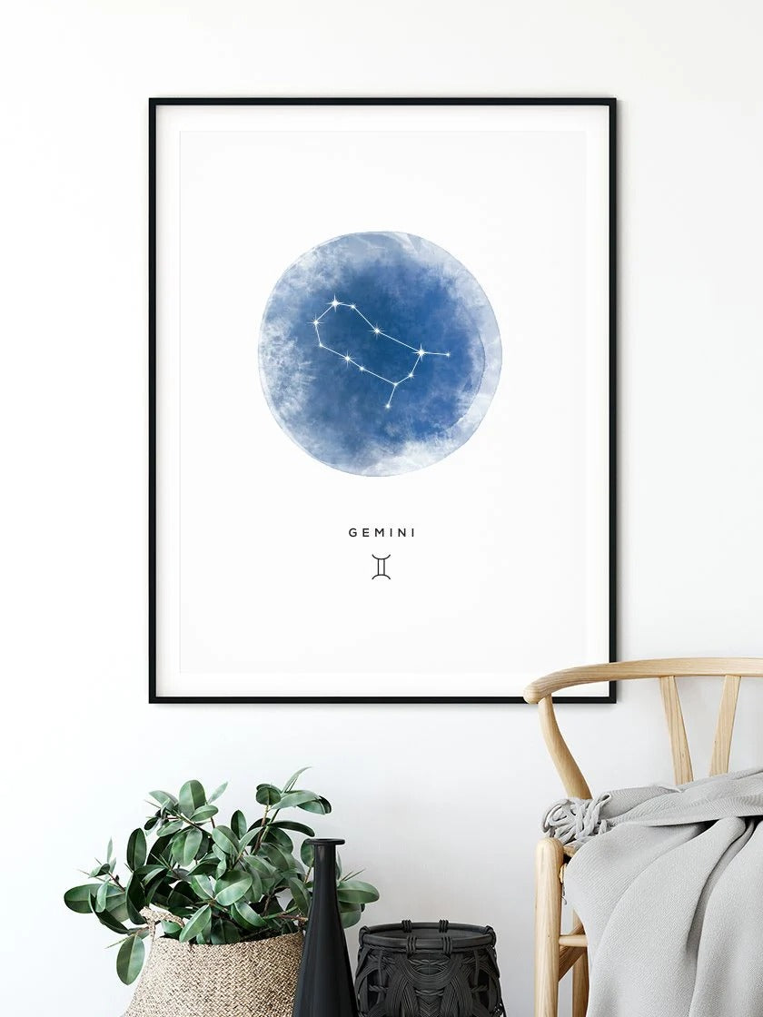 Gemini - Gemini Watercolor Constellation Poster